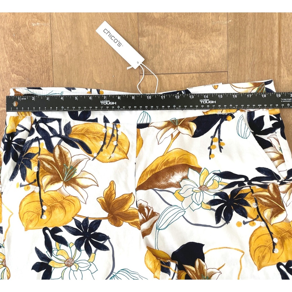 Chico's Tropic Garden Floral Stretch Linen Wide Leg Pull On Pants Size 3R 16R - Picture 12 of 16